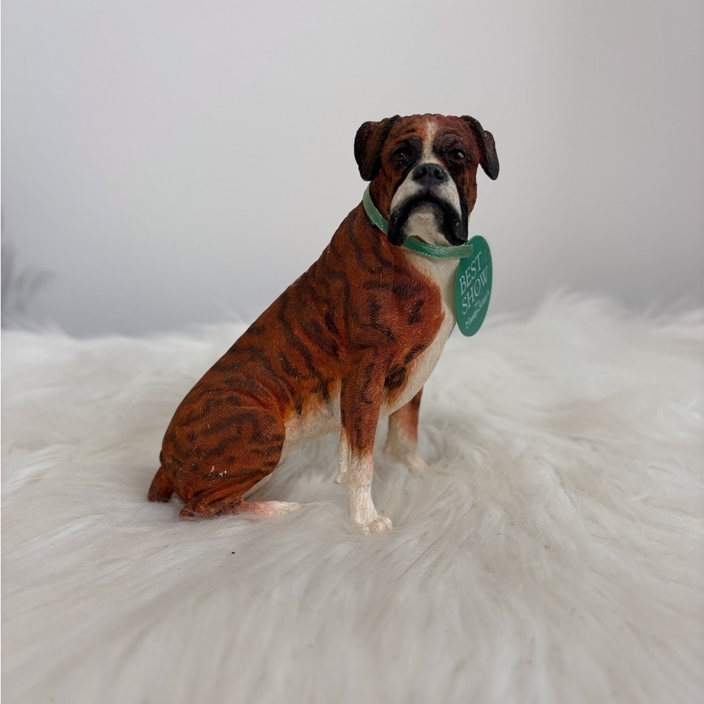 (174)Charming Brown Boxer Dog Figurine